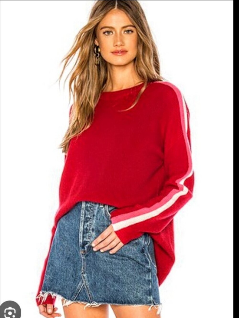 Velvet Cashmere 100% Ribbed  Sweater In Lipstic By Graham & Spencer sz S